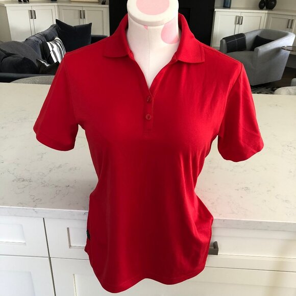 ONTOUR Athletic Short Sleeve 2 Button Pull On Poly Golf Polo Shirt Red Sz S NWOT - Picture 1 of 11